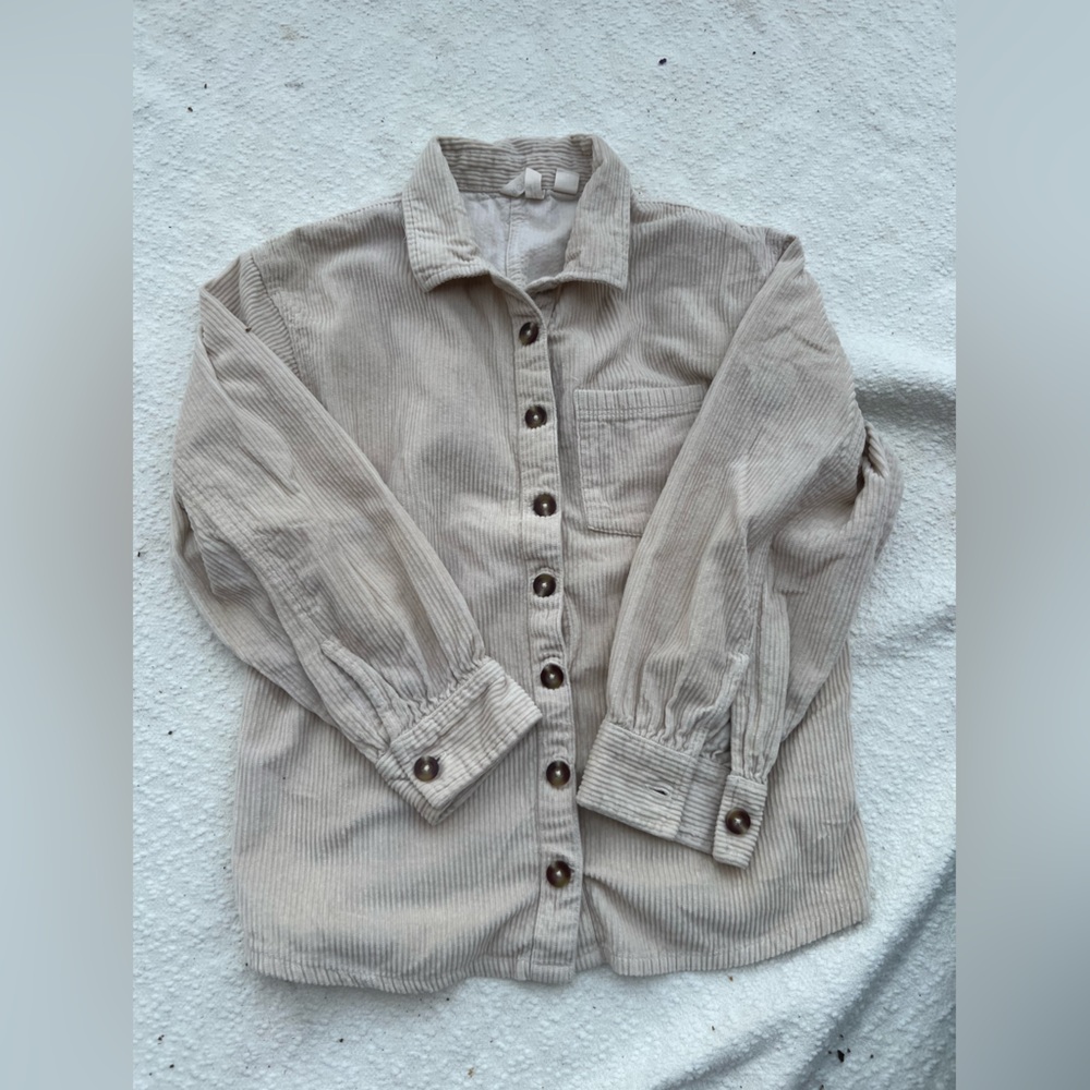 Roxy Girl Tan Corduroy Button Down Shacket - Size 10/M